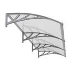 Copertină PREMIUM de ușă 300x80cm / marchiză / adăpost / acoperiș -  brațe gri - placă 6mm întreagă transparent